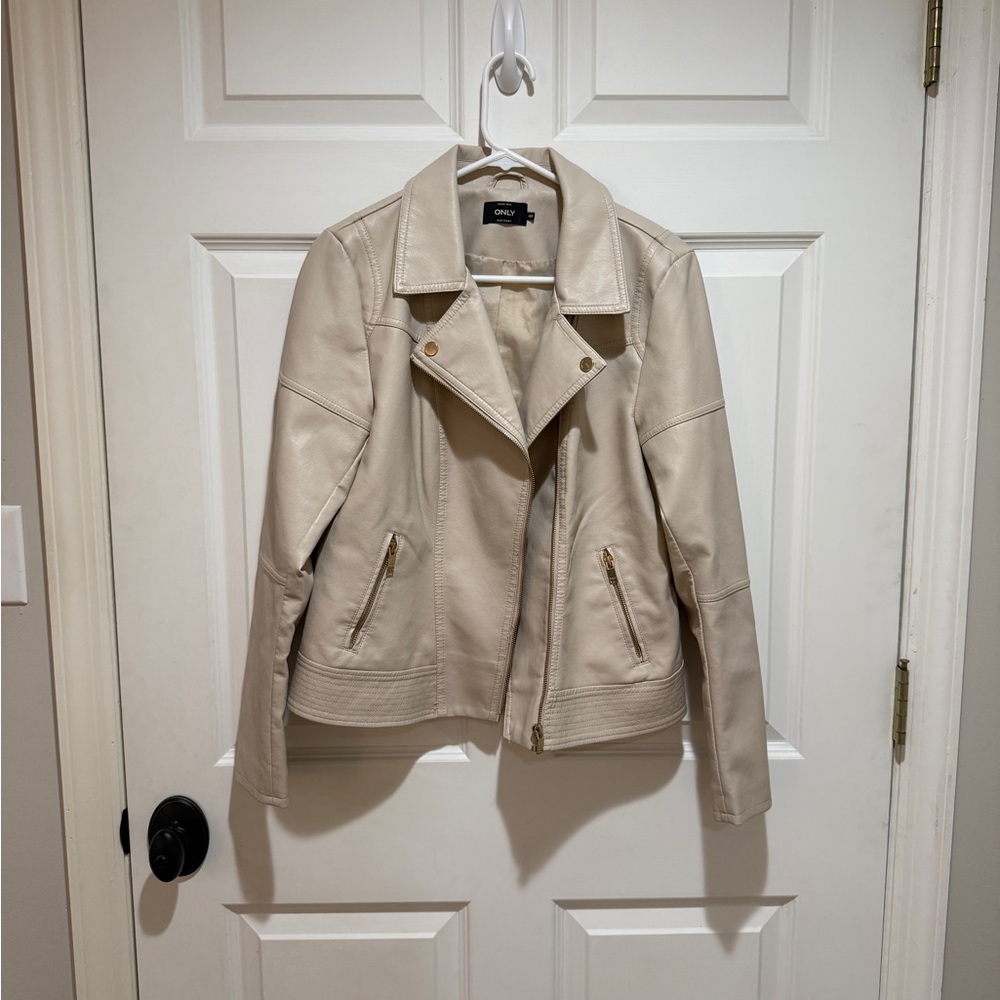 Only Cream Leather Jacket